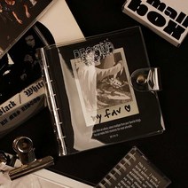 6공 투명 커버 똑딱이 다이어리 일상 기록 스크랩북, 하트젤리