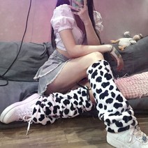 알래스카 호피 달마시안 레그워머 에코 소프트 퍼 레오파드 얼룩 패턴 디자인 보온 다리 토시 여성 레깅스
