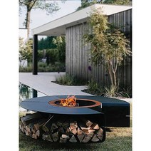 정원 바베큐 테이블 펜션 캠핑파이어 모닥불 원형화로, 1200mm + 뚜껑