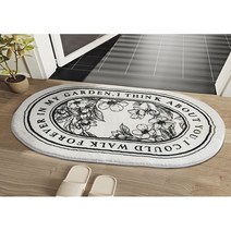 링고하우스 타원형발매트 반달 러그 감성 엔틱 발매트 미끄럼방지, 플라워가든(타원형)