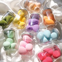 4 개/상자 혼합 모양 메이크업 스폰지 건조 및 습식 사용 화장품 퍼프 파운데이션 블렌딩 스폰지 메이크업 뷰티 도구 보관함 포함, Purple
