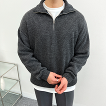 이브컴퍼니 남녀공용 데일리 골지 반집업 니트 7컬러 빅사이즈 M-XL (2973-1)