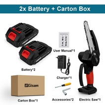 목공기계 나무컷팅기 목공각도절단기 철근절곡기 판금절단기 초음파컷팅기 합판 판넬 철근 철판 휴대용 미니 무선 체인톱 목공 전기톱 마키타 18V 배터리용 절단 전동 공구 6 인치, 5.2 Battery Red