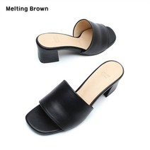 셀러허브 패션 [멜팅브라운] 여성 양가죽 미들힐 뮬슬리퍼 5color