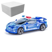 빛과 음악 차량 투명 다이캐스팅 비산 방지 장난감 전기 자동차 관성 어린이 선물, [06] With foam box