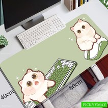 범퍼 침대 패드 아기 가드 토퍼 귀여운 고양이 대형 마우스 매트 게임용 게이머 39.3x19.6in 고무 키보드 데스크 HD, [14] 400x900x4mm, [09] Matcha Cat
