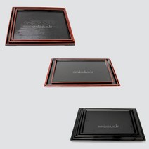 나비드쿡 한일칠기 쟁반 12종택1 티크쟁반 블랙쟁반 장수목쟁반 정식쟁반 개인쟁반, 1개, 3510-4호-395x289x14