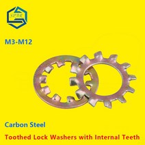 특수 와샤톱니 개스킷 잠금 와셔 외부 내부 흔들림 방지 DIN6797 탄소강, 02 M4  (100pcs)_01 outer teeth