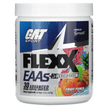 GAT Flexx EAAs 플러스 수분 공급 과일 펀치 구연산 말토덱스트린 천연향료 말산 이산화규소 아세설팜칼륨 수크랄로오스 비트뿌리가루. 360g(12.69oz), 오렌지구아바