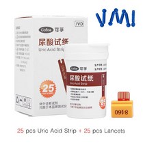 Cofoe 테스트 콜레스테롤 미터 요산 측정기 혈당 3 in 1 멀티 모니터링 스트립 랜싯, 03 25 Uric Acid strips