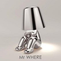 미드센츄리조명 미니스탠드 엔틱스탠드 이탈리아 작은 황금 남자 야간 조명 사상가 램프 아트 장식 형제 빛 카페, Silver C