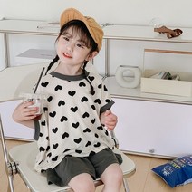 잇걸상하복 아동 여름 여아옷 하트패턴 상하세트 5~13호