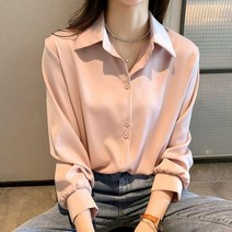 여성 블라우스 여성용 솔리드 새틴 셔츠 쉬폰
