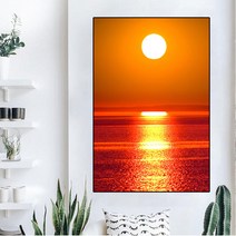 일출 떠오르는 해 돈들어오는 그림 집들이 개업 선물 태양 돈벌기 풍수화 해돋이 거실 침실 장식화, 100X150, 캔버스+걸이
