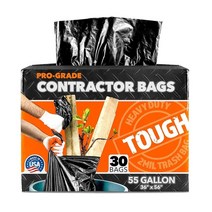 Stock Your Home 20L(55갤런) 컨트랙터 쓰레기 봉투 (20개) 잔디와 잎용 튼튼한 2mm 두께의 블랙 봉투 건설용 대형 189.2L(55갤런) 쓰레기통 라이너, 30