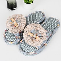 [히트템] 3중쿠션 패션 플라워 퀼팅 면 슬리퍼 실내화, 레드