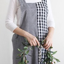 반반체크 무늬 앞치마 작업실 공방 원예 홈웨어