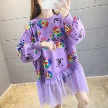 레이스 패치 맨투맨 여미디 루즈핏 상의 아우터 습기