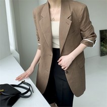 셀러허브 패션 빈티지 린넨 100 박시 투버튼 루즈핏 싱글 하프 자켓