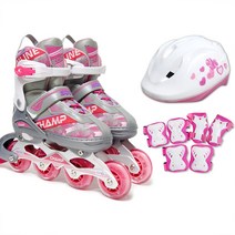 주트 챔프 인라인 + 헬멧 + 보호대 세트, 핑크