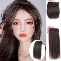 옆머리 볼륨 헤어가발 부분가발 똑딱이가발 가발피스 볼륨가발 앞볼륨 뒷볼륨 옆볼륨 헤어피스 여성가발, 자연갈색20cm