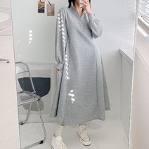 퍼니걸스 5979 루즈핏 무지 후드 집업 절개 기모 롱 원피스 여성의류