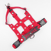 패피퍼피 안전하네스 대형견 중형견 앞고리하네스 앞섬방지하네스 리트리버 진돗개 가슴줄 리드줄, 레드