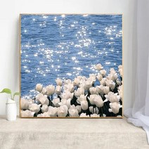 윤슬 꽃 풍경 비즈 보석 십자수 키트, 70x70cm
