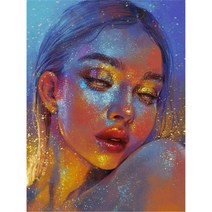 올레보 액자 캔버스형보석십자수 Diy세트 라운드 비즈 핫 제품 여자 30 X 40 cm, 1세트, G1468.올레보 반짝반짝 미녀