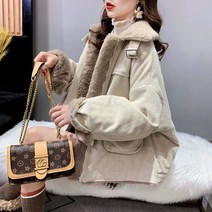 FANSYLI 여자 카고코트 겨울 코듀로이 패딩 뽀글이점퍼 11B4