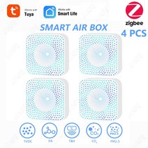 TuyaZigbee 스마트 공기 품질 모니터 CO2 센서 미터 VOC HCHO PM2.5 가스 측정기 자동화 알람 온도 습도, 08 4 피스S