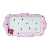 Royal Albert 뉴 컨트리 로즈 찻잔과 소서 모던 빈티지 서빙 트레이 핑크 멀티 컬러 플로럴 프린트