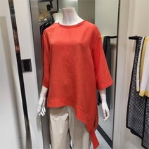 씨엠큐브 SH02 메쉬넥비대칭 블라우스레드 폴리마 블라우스 CMBL234G3