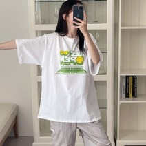 제이0 테니스 나염 오버핏 반팔 티셔츠