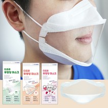 입투명마스크 입보이는 립뷰 입모양 립리딩 입술 입뚫린 결혼식 강사 수화 청각장애인 마스크, 더조은 투명창마스크 화이트/소형(1매), 1개