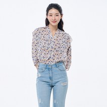 [23 신상] 러플 프린팅 브이넥 블라우스 (SGBAG0483)
