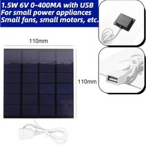 태양광패널 USB 태양열 충전기 패널 5V 2W 400mA 휴대용 전지 출력 야외 시스템 전화, 03 6V 1.5W