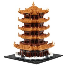 중국 스타일 호환 키덜트 블럭 브릭 옐로우 크레인 타워 성인 어려운 조립 완구 교육용 작은 입자, 단일사이즈, 천안문 광장 4626입자