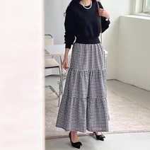 키첼 라타 체크 롱 원피스