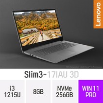 레노버 아이디어패드 SLIM3-17IAU 3D 17.3인치 12세대 사무용 인강용 가성비 저렴한 대학생 노트북, Win11 Pro, 8GB, 256GB