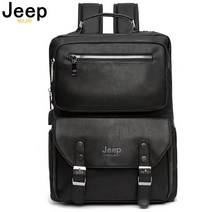 JEEP BULUO 캐주얼 15 인치 노트북 가방 대용량 배낭 야외 여행 남성용 가방 여행용 분할 가죽 가방 New