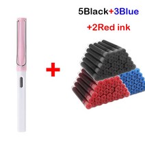 만년필선물 저가 11Pcs 만년필 혼합 잉크 세트 EF 0.38mm 팁 블랙/블루/레드 교체 가능한 사무실 쓰기 문구, 09 Pinkwhite-Mixed ink, 한개옵션1