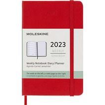 Moleskine 2023년 위클리 노트북 플래너 하드커버 XL 블랙, Pocket, Scarlet Red