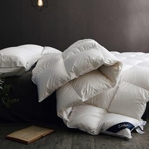 퓨전 화이트 구스 다운 이불 650 필 파워 무거운 겨울 이불 100% 면 쉘 300수 저자극성 코너 탭 포함, White
