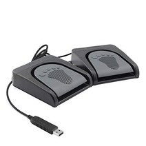 IKKEGOL 업그레이드된 USB 싱글 풋 페달 스위치 컨트롤 원 키 풋스위치 프로그램 맞춤형 컴퓨터 키보드 마우스 게임 액션 HID (블랙)153031, Double Pedal