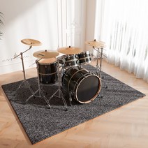 드럼 세트 방음 카펫 충격 흡수 흡음 바닥 매트 피아노 홈 방지 대면적 두꺼운 패드, 1.6x1.2m, 빌로드 폴리프로필렌 실크 TPE 다크 그레이 농후화 난
