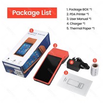 바코드 리더기 스캐너 휴대용 장치 터미널 내장 열 블루투스 프린터 견고한 카메라, 오렌지 3g, 유럽 ​​연합