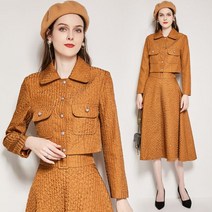 자켓원피스 신부예복 여름 반팔 实拍-秋季套装欧货短款工装夹克外套高腰半身裙时尚两件套裙