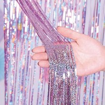 브라이덜샤워 생일 홀로그램 파티커튼 벽장식 꾸미기, 홀로그램 블루