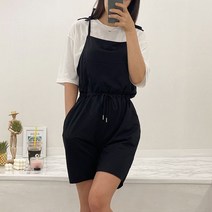달곰마켓 [국내제작 쭈리코튼원단] 끈 점프수트 멜빵 반바지 3color